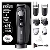 Braun Beard Trimmer Series 9 BT9441, Beard Trimmer Men Rechargeable, Trimmer with Barber Tools and 180-min Runtime, Hair and Beard Trimmers for Men, Black