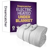 Dreamcatcher Double Electric Blanket 193 x 137cm, Soft Polyester Electric Blanket Fitted Underblanket Mattress Cover, 3x Heat Settings, 2x Controllers and Machine Washable Heated Blanket