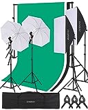 Andoer Photography Lighting Kit with 1.6x3M Backdrop Stand,Studio Photography Light Kit,2x85cm White Photography Umbrella and 2x50*70cm Softbox