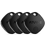 ATUVOS Air Tag Tracker Bluetooth Item Finder - 4 Pack,Compatible with Apple Find My (iOS Only), Replaceable Battery, IP67 Waterproof, for Keys, Luggages, Suitcases, Bags, Black