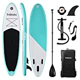 Triclicks 10ft / 3m Stand Up Paddle Boards Inflatable SUP Board Surfboard - Beginner’s Kit. Adjustable Paddle, Hand Pump With Pressure Guage, Fin, Coil Leash, Repair Kit, Backpack (Style 1)