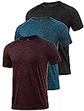 Star Vibe 3 Pack Men's Dry Fit T Shirt Moisture Wicking Athletic Tees Exercise Fitness Activewear Short Sleeves Gym Workout Top Black/Navy/Wine L