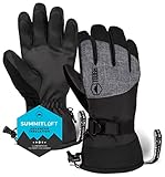 Tough Outdoors Ski & Snow Gloves - Gloves for Skiing, Snowboarding fits Men & Women - Windproof Cold Weather Gloves w/Wrist Leashes, Thermal Insulation & Synthetic Leather Palm