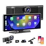 Apple Carplay Andrio Auto,Wireless Carplay 10.26" IPS Touch Screen for Car,Carplay Stereo with 4K Dash Cam Front and Rear,1080P Backup Camera,Car Audio Receivers with Bluetooth,FM,Aux,Mirror Link,Siri