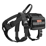 OneTigris Service Dog Vest Harness, Service Dog Cape Guardian Dog Molle Backpack with Pouches for Medium and Large Dogs (Black, L)