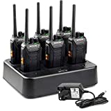 Retevis RT27 Walkie Talkies, Long Range Walkie Talkies for Adults, with 6 Way Charger, Rechargeable Two Way Radio PMR446, VOX, Walkie Talkie for School, Factory, Shopping Center (6 Pack, Black)