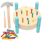 jojofuny Puzzle Toy 1 Set Wooden Hammer Toy, Fun Game Pounding Bench, Nails Pounding Hammering Toy Kit, Montessori Developmental Toy for Kids Boys Girls Toddlers Educational Toys