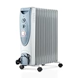 PureMate Oil Filled Radiator, 2500W/2.5KW - 11 Fin - Portable Electric Heater, 3 Power Settings, Adjustable Temperature and Thermostat, Thermal Safety Cut off & 24 Hour Timer