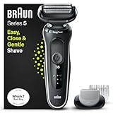 Braun Series 5 51-W1600s Electric Shaver for Men with EasyClick Body Groomer Attachment, EasyClean, Wet & Dry, Rechargeable, Cordless Foil Razor, White, Rated Which Best Buy