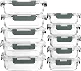 [10-Pack]Glass Meal Prep Containers -MCIRCO Food Storage Containers with Lifetime Lasting Snap Locking Lids, Airtight Lunch Containers, Microwave, Oven, Freezer and Dishwasher