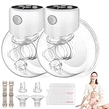 Lillo Breast Pump Hands Free, Electric Leak-Proof Pumps Wearable Portable,Low Noise &Painless Breastfeeding Milk Pumps, BPA Free (White*2)