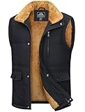 MAGCOMSEN Men's Sleeveless Jacket Body Warmers Gilet Jacket Coat Vest Windproof Outdoor Winter Warm Jacket Coat with Fleece Lined Classic Stand Collar Gilets with Pockets, Black