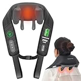 COMFIER Shitsu Neck Shoulder Massager, Cordless Back Massager with Heat for Pain, 4D Deep Kneading Massage Pillow, Gifts for Women Men, Electric Neck Massager for Neck Pain Shoulder