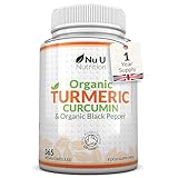 Organic Turmeric and Black Pepper Capsules 600mg - 365 Vegan Capsules 1 Year Supply - Soil Association Certified - High Strength Tumeric Curcumin Supplement - Made in The UK