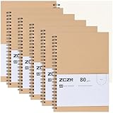 ZCZN A5 Plain Paper Notebook, 6 Pack Spiral Notebook for School, Study, Office Use, 120 Pages/60 Sheets