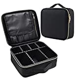 Joligrace Makeup Bag Cosmetic Case Vanity Travel Beauty Box Make Up Train Case Hairdressing Tools Organiser with Adjustable Compartment Oxford Fabric, Black