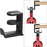 Headphone Stand Holder with Cable Clip,Klearlook 360 Degree Swivel Adjustable Springed Clamp Headset Desk Hook,Universal Adjustable Headphone Hanger Earphone Clip Gaming Headset Mount Display-Black