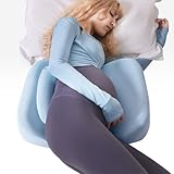 WEIKA Memory Foam Pregnancy Pillows for Sleeping, Maternity Pillow for Side Sleeper, Pregnancy Body Pillow for Pregnant Women Support for Back, Belly, Hips, Detachable Pillow Cover (Blue)