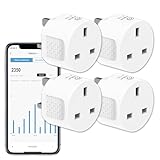 ANTELA Smart Plug with Energy Monitoring, 2,4GHz WiFi Plug, Smart Life APP Wireless Remote Control with Timer Function, Alexa and Google Home Voice Control, 13A (4 Packs)