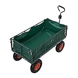 Panana Large Garden Carts Wagon, 700kg Capacity Heavy Duty Pull Trolley, Utility Camping Truck with Canvas Collection Bag, Removable Sides, Wheels, Outdoor Cart for Gardening, Farm, Yard