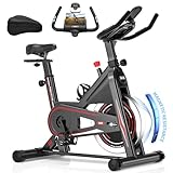 DMASUN Indoor Exercise Bikes for Home Gym Use with LCD Display, Spin Bike with Tablet Holder & Comfortable Seat Cushion, Super Quiet Fitness Bike for Home Cardio Workout with Heart Rate Sensor