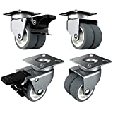 HOLKIE Heavy Duty Castor Wheels 50mm Castors for Furniture with Safety Brake Caster Wheels Set of 4 Total Capacity 400KG (2 with Brakes and 2 without)