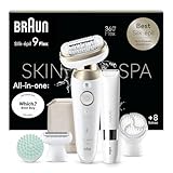 Braun Silk-épil 9 Flex SkinSpa, Epilator with 360° Flexible Head for Easy Hair Removal, Wet & Dry, Lasting Smooth Skin, All-in-One Kit, with Body Mini Shaver, SES9-481 3D, White/Gold