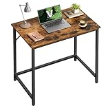 VASAGLE Office Desk Table Workstation 80 x 50 x 75 cm for Office Living Room Bedroom Simple Assembly Metal Industrial Style Rustic Brown Black LWD038B01