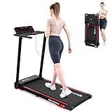 CITYSPORTS Folding Motorized Electric treadmill, Foldable Walking Running Machine,2.0HP, for Home,Bluetooth Speaker,LED Display & Fitness App,Phone Holder,Adjustable Speeds 0.6-7.8 MPH (Black Red)