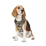 Funfox Dog Harness Medium, No Pull Vest Harness with 2 Clips Training Anti Pull, Adjustable Pet Harness Soft with Vertical Handle, Night Reflection Safe Walking Small Medium Breed Camo Green M