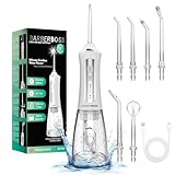 BarberBoss Water Flosser, Plaque Remover for Teeth, Oral Irrigator, Electric Tooth Flosser, Dental Irrigator with 5 Jet Tips & Cleaning Modes, Portable Water Flosser, Tooth Cleaner, QR-7024, (White)