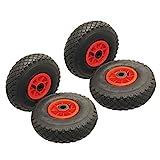 Product Pro 4 x 10" Red Pneumatic Wheels 3.00-4 (260x85mm) for 20mm Axle Shaft