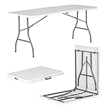 Harbour Housewares Rectangle Folding Trestle Table - 180cm (6ft) - White - Outdoor Folding Table for Picnic, BBQ, Garden, Camping, Wedding, Party Catering