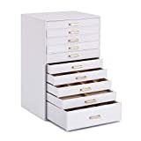 Mondeer Extra Large Jewellery Box, Jewellery Box Organiser for Necklace Earrings Bracelets Rings, 10 Layer PU Leather Jewelry Storage Case, Women Girls Ladies' Gift, White