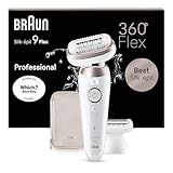 Braun Silk-épil 9 Flex, Epilator with 360° Flexible Head for Easy Hair Removal, Wet & Dry, Lasting Smooth Skin, with Lady Shaver Head & Trimmer Comb, 9-030 3D, White/Rose Titan