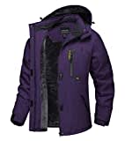 TACVASEN Winter Coats Women Waterproof Jacket with Hood Winter Fleece Coat Ladies Ski Parka Jackets Outdoor Sport Walking Windbreaker Purple