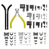 69pcs Bottom Stop Zipper with 1pc Zipper Install Plier Metal Zipper Stopper Repair Kit Zipper Replacement Parts for Jeans Coats Jacket Zipper Repairing