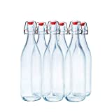 Danmu Art 6PCS 1L Glass Bottles with Swing Top Brewing Bottles Airtight Preserve Bottles for Home Brewing Oil Vinegar Beer Wine Cider Soda 1000ML/35oz