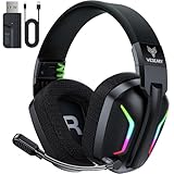 WESEARY Wireless Gaming Headset for PC, PS5, PS4, Switch, Mac, 2.4GHz Wireless Gaming Headphones with ENC Microphone, Bluetooth 5.4, 50mm Drivers, Stereo Sound, Cool Lighting, 50H Battery