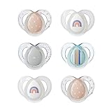 Tommee Tippee Nighttime soother, 6-18 months, 6 pack of glow in the dark soothers with symmetrical silicone baglet