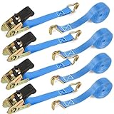 IAZZCO 4 x 800 KG Ratchet Straps with Hooks Heavy Duty Ratchet Strap Tensioning Belts Adjustable Cam Buckles Strap Lashing Straps for Motorcycles, Car, Trailer, Household(4PCS/Blue)