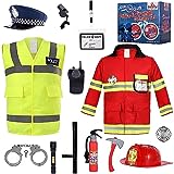 Kids Police and Fireman Costume - Dress Up Outfit for Boys and Girls 3-7 Years Old - Includes Police Costume, Fireman Costume and Accessories. For Fancy Dress, Dressing Up, Halloween.