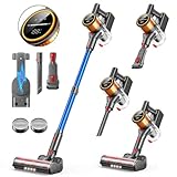 SunSare Cordless Vacuum Cleaner, 550W 45KPA 60Mins, Stick Vacuum with LED Touch Screen, Wall-mounted Charging, Self-Standing, Rechargeable Cordless Vacuum for Pet Hair/Carpet/Hard Floor, X9