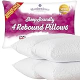 Slumberdown Hotel Quality Pillows 4 Pack - Bouncy Firm Support Side Sleeper Pillow for Neck, Back & Shoulder Pain Relief - Comfy, Soft Touch Quilted Cover, Hypoallergenic, Made in the UK (48 x 74cm)