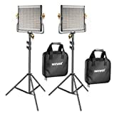 NEEWER 2 Pack Dimmable Bi-color 480 LED Video Light and Stand Lighting Kit Includes: 3200-5600K CRI 96+ LED Panel with U Bracket, 74.8 inches Light Stand for YouTube Studio Photography Video Shooting