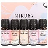 Nikura Essential Oils Blends Gift Set | Calming Essential Oils for Diffusers for Home, Sleep, Wax Melts | Relaxing Aromatherapy Oils Set | UK Made & Vegan