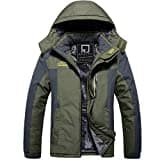 R RUNVEL Mens Fleece Jacket Winer Waterproof Rain Coats Outdoor Thermal Warm Jackets for Hiking Ski Walking Mountain Working Snow Green UK XL