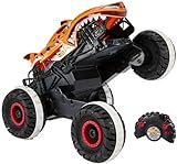 Hot Wheels Monster Trucks Remote Control Car, Unstoppable Tiger Shark with Tread Attack Tires and Terrain Stomp Technology, 1:15 Scale, Toys for Ages 4 and Up, HGV87