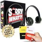 Sorry What - Hilarious Terrible Lip Reading Adult Card Game - Based On The Headphone Challenge TikTok Trend - 2+ Players 40,000 Funny Word Phrase Combinations - Party Game for Adults, Birthday Gifts