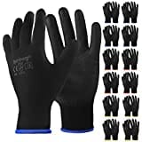 Rainberg Pack of 12 or 24 Safety Gloves, Work Gloves, with Secure Grip on Palm & Fingers, PU and Nylon Non-Slip Gloves, Ideal for General Duty Work, Gardening. (Pack of 24 Pair's, Large)